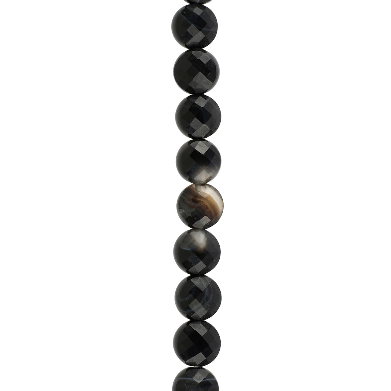 12 Pack: Black Faceted Agate Round Coin Beads by Bead Landing™